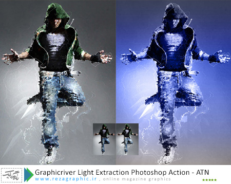  اکشن افکت خطوط نوری فتوشاپ گرافیک ریور-Graphicriver Light Extraction Action | رضاگرافیک